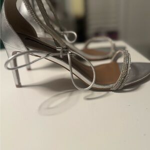 BCBGMaxAzria Silver Strappy Heels